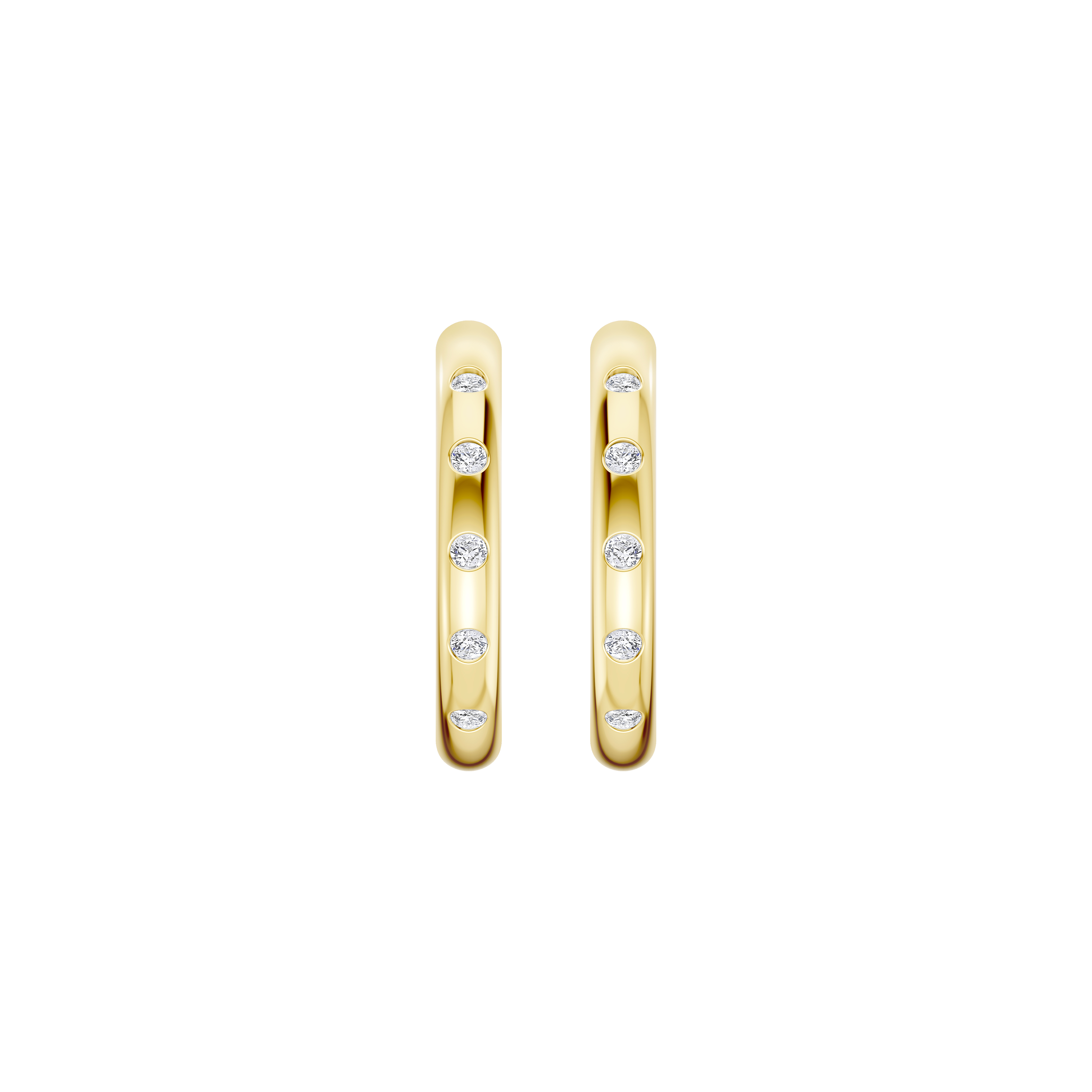 14K Yellow Gold Emblush Petite Smooth Lab Diamond Hoops
